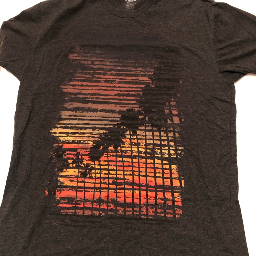 Hang Ten Men’s T-Shirt Black Palm Trees Sunset
